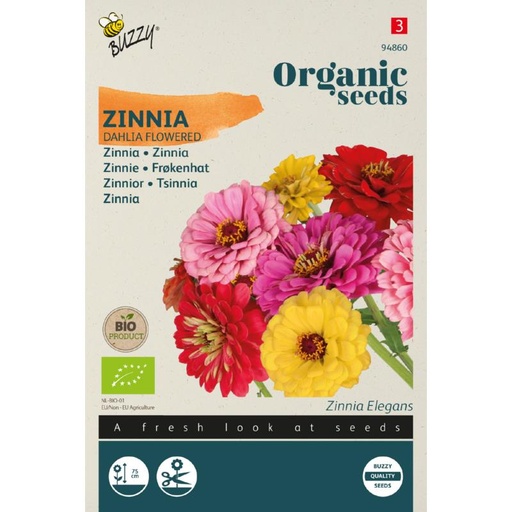 [Buzzy-94860] Zinnia dubbele Dahliabloemige mix - BIO